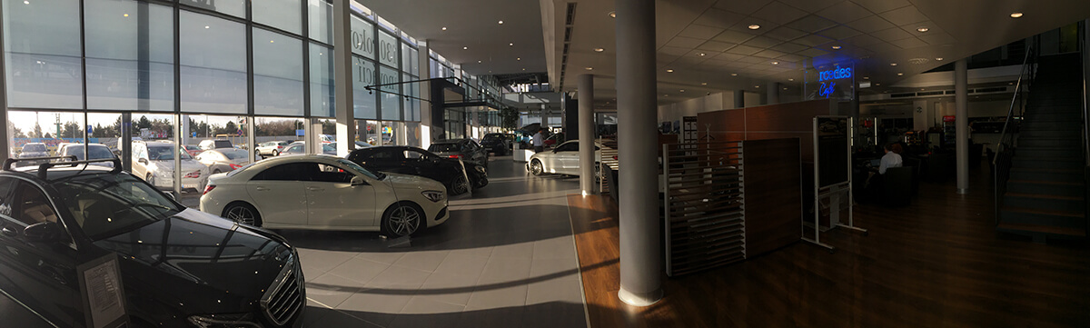 ozvučenie showroomu mercedes-benz